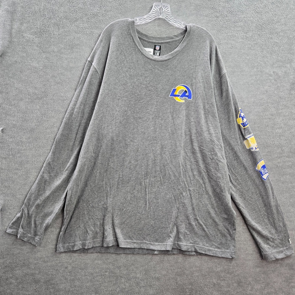 Los Angeles Rams Men Shirt 2XL Gray Logo Graphic Long‎ Sleeve Pullover Tee